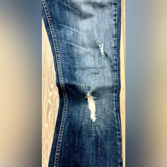 Y2K Women’s Levi’s Superlow Rise 524 11 M blue jeans flap pockets distressed - Picture 3 of 7